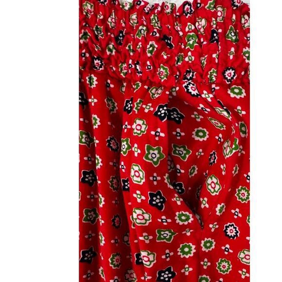 Aerie Small Red Green Mulitcolor Patterned Pants 100% Polyester with Pockets - Picture 9 of 11